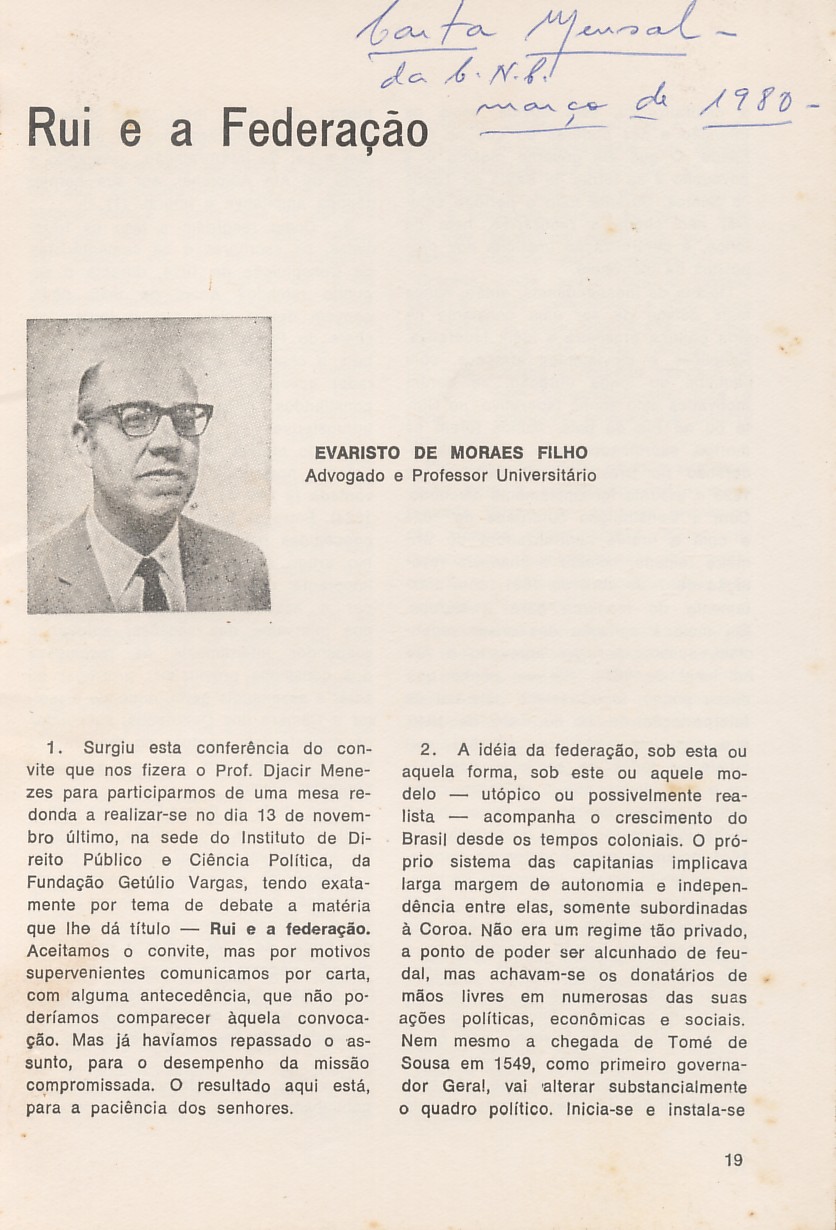 Rui e a Federação, 1980
